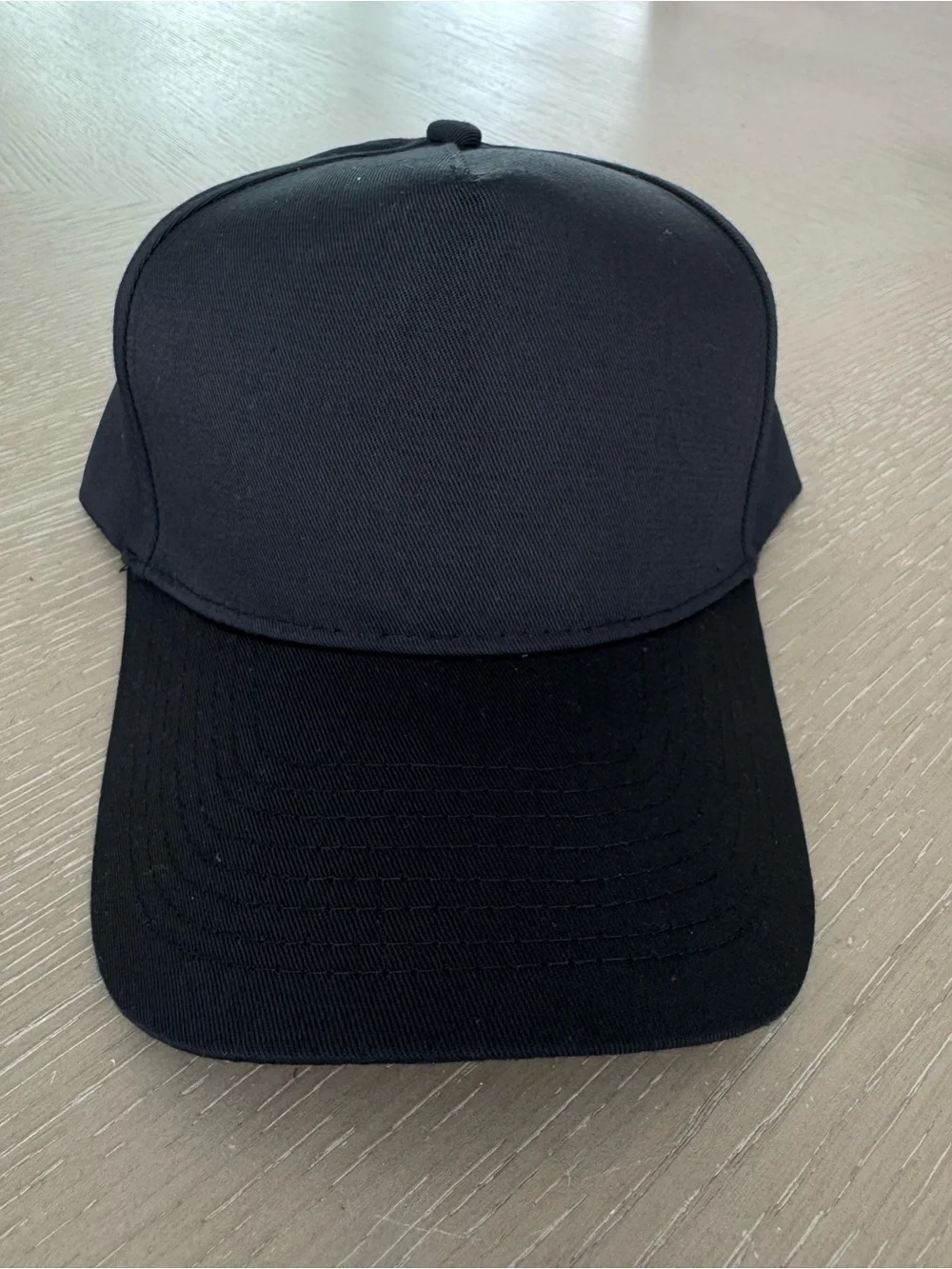 New black 5 panel a-frame hat with velco back